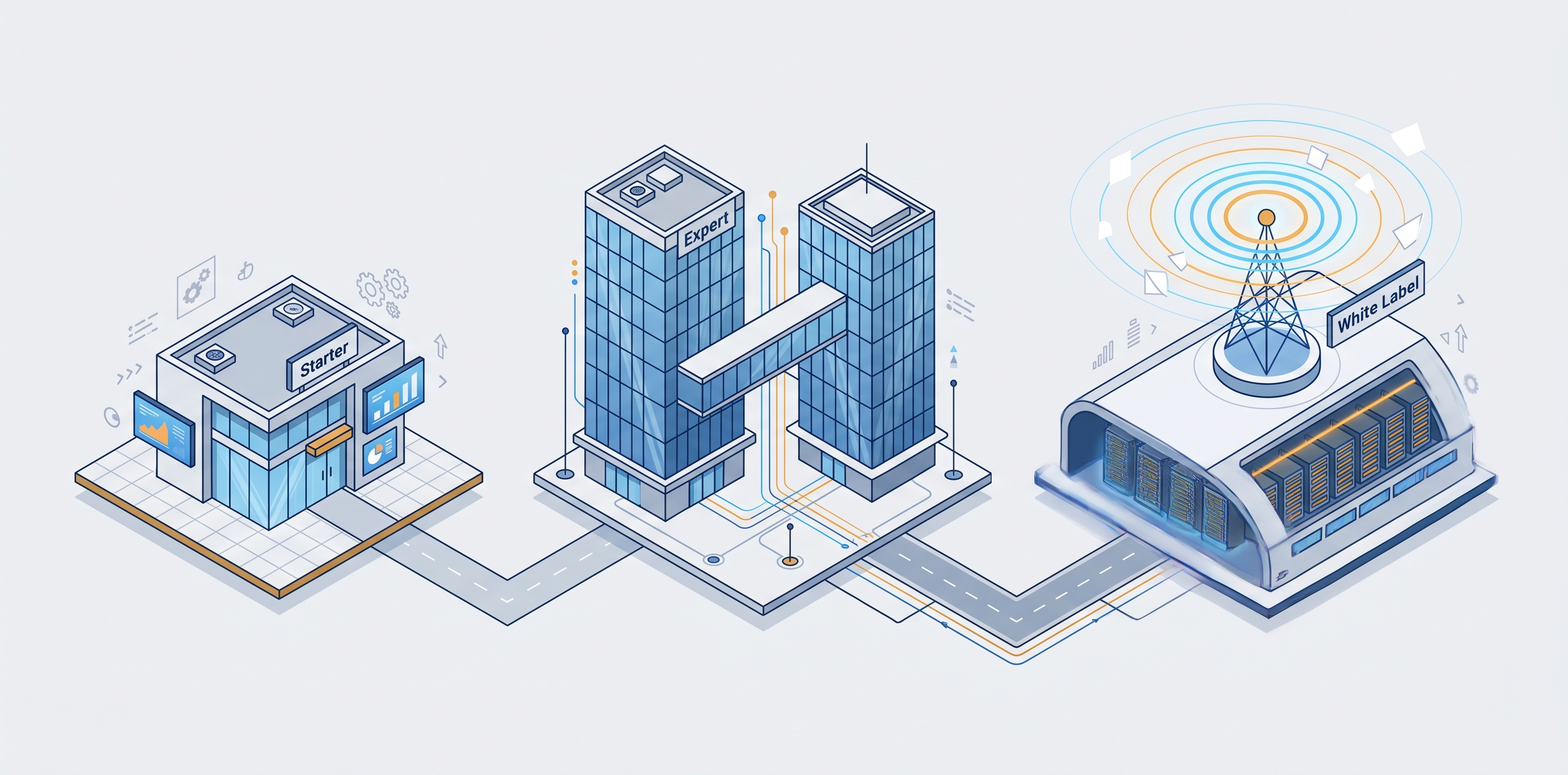 Illustration des offres Starter, Expert et White Label